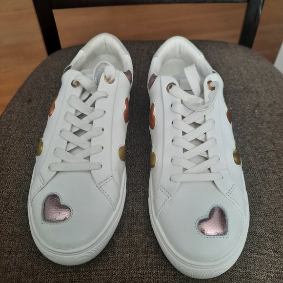 KURT GEIGER LANE sneakers in WHITE LEATHER with RAINBOW HEART size 8 - Picture 3 of 10